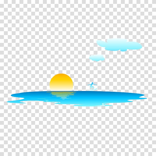 man standing on surfboard illustration, Adobe Illustrator, sunrise transparent background PNG clipart