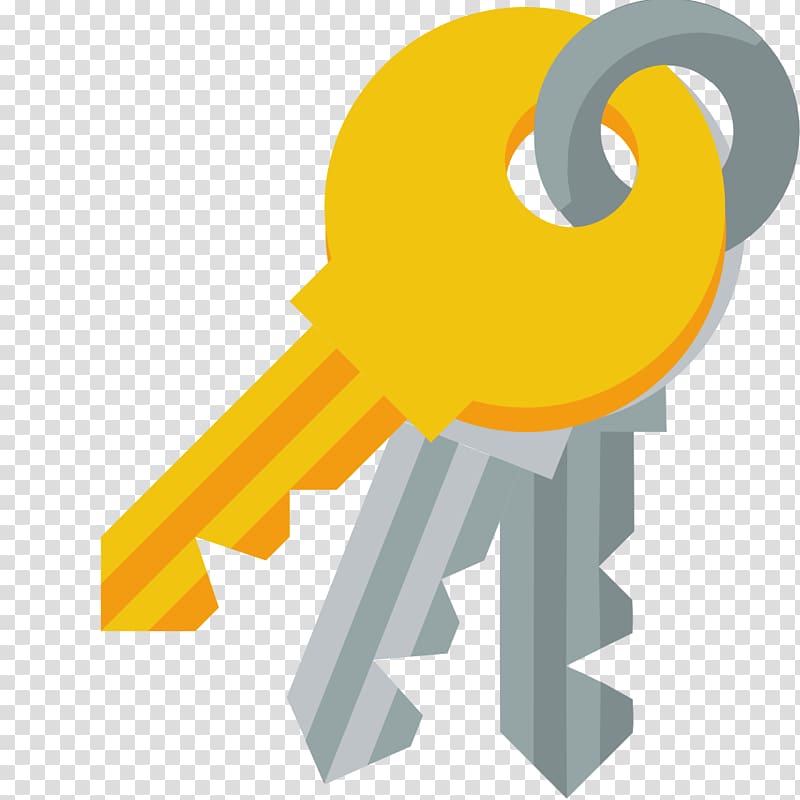 two gray and one yellow key illustration, angle text symbol brand, Keyring transparent background PNG clipart