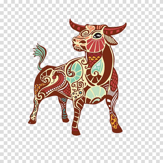 Taurus Horoscope Astrological sign Astrology Zodiac, Ethnic pattern Taurus transparent background PNG clipart
