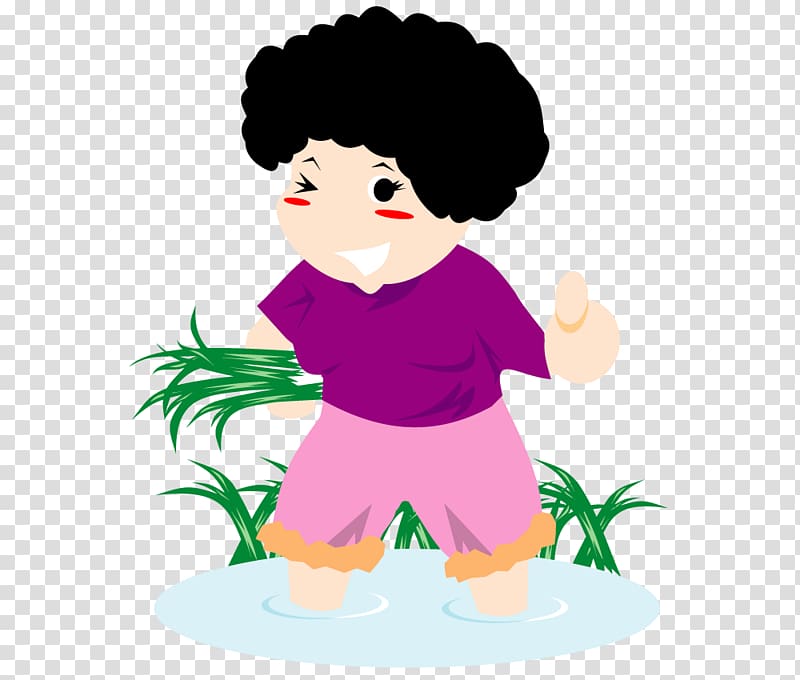 Farmer Cartoon, Transplanting rice aunt buckle-free material transparent background PNG clipart