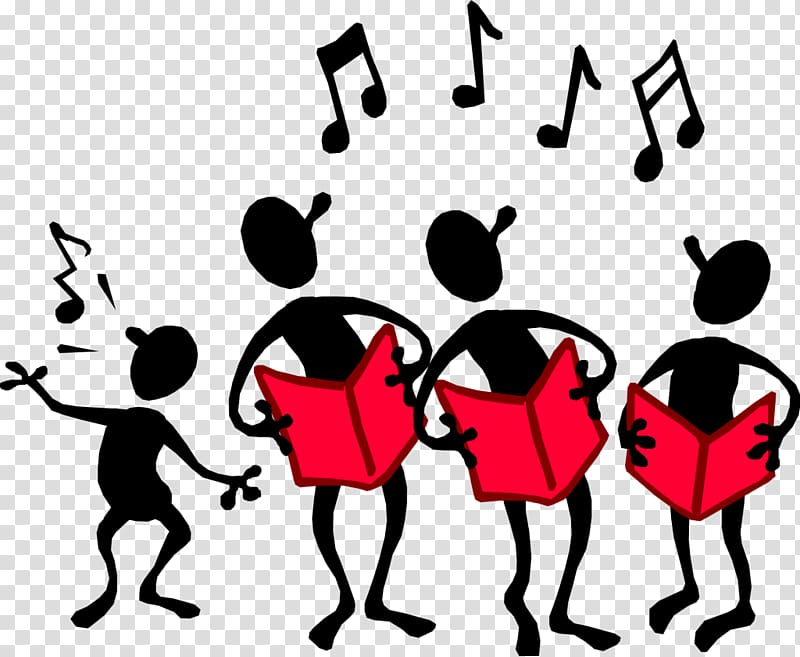 four stickman holding songbook illustration, Singing Choir Sing-along Music , Congregation Singing transparent background PNG clipart