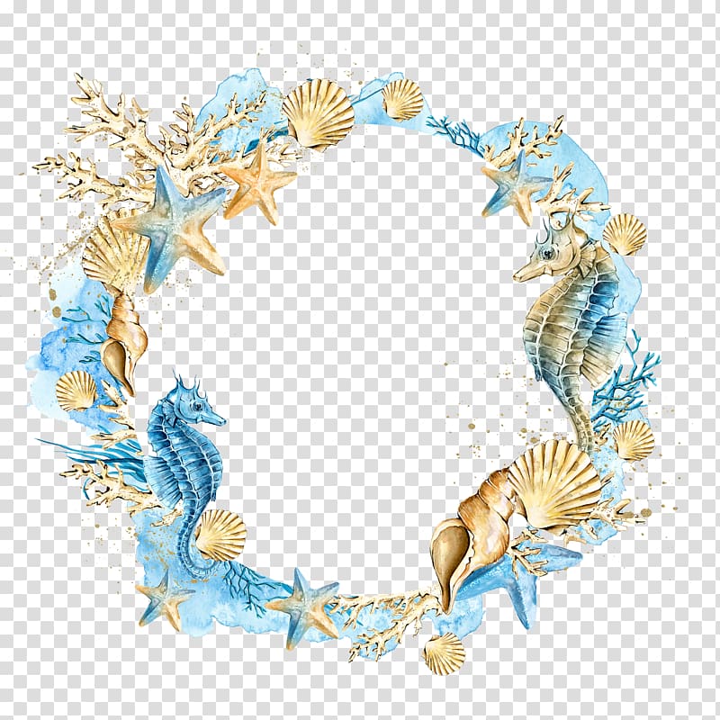 shells starfish wreath transparent background PNG clipart
