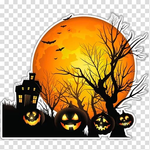 The Halloween Tree Jack-o\'-lantern Haunted house , haunted house transparent background PNG clipart