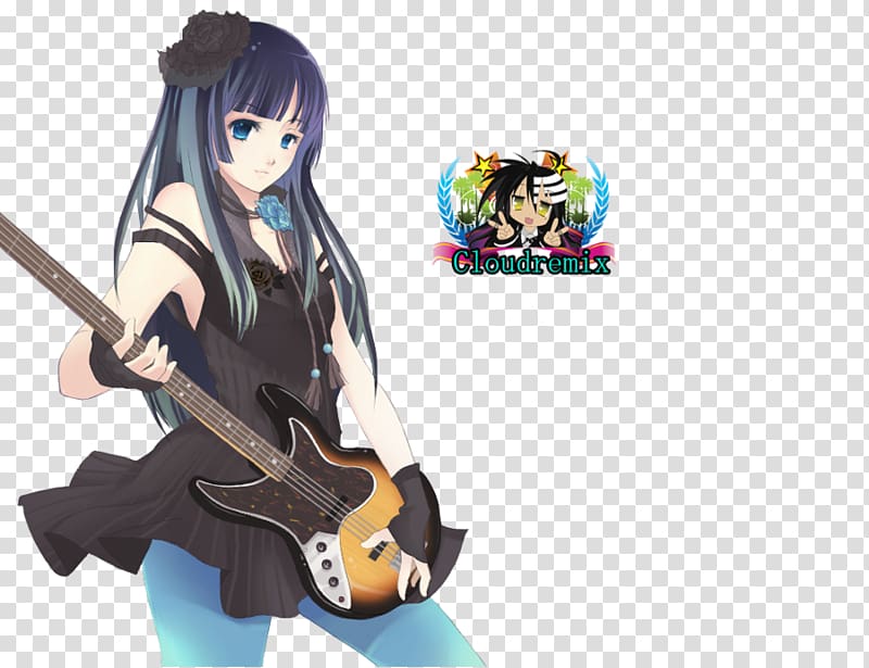 Mio Akiyama Anime K-On! Bass guitar, Anime transparent background PNG clipart
