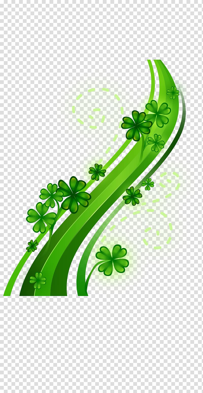 Cartoon painted fresh clover transparent background PNG clipart
