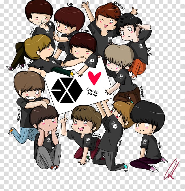  EXO Chibi  Drawing Manga kpop transparent background PNG 