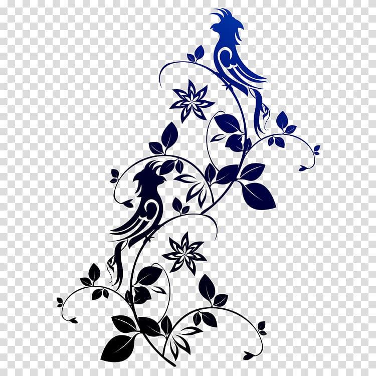 Bird Flower Pattern, Silhouette pattern material transparent background PNG clipart