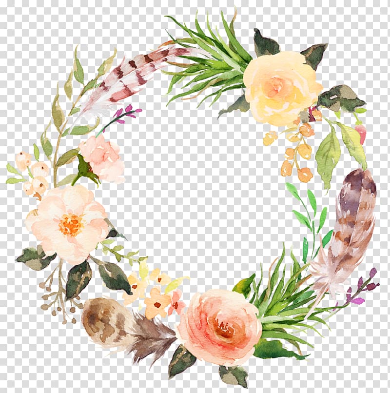 Floral design Flower Watercolor painting Garland Wreath, flower transparent background PNG clipart