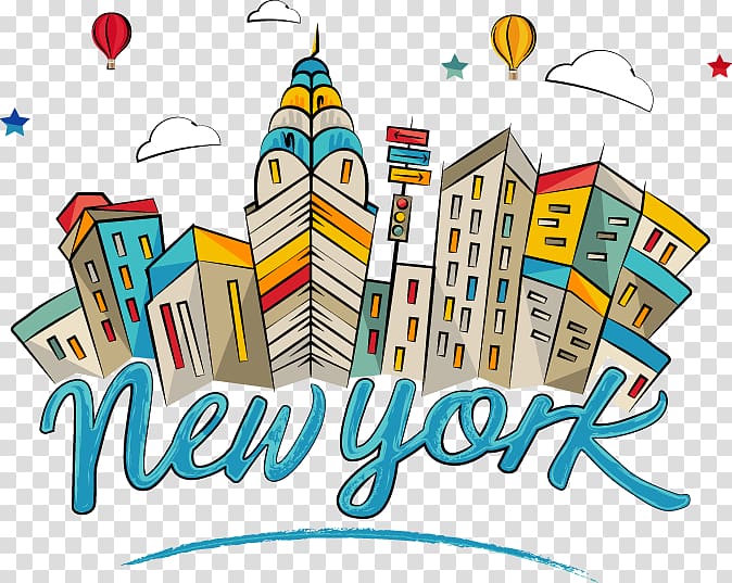 New York illustration, Empire State Building Landmark Cartoon, New York City\'s famous cartoon construction transparent background PNG clipart