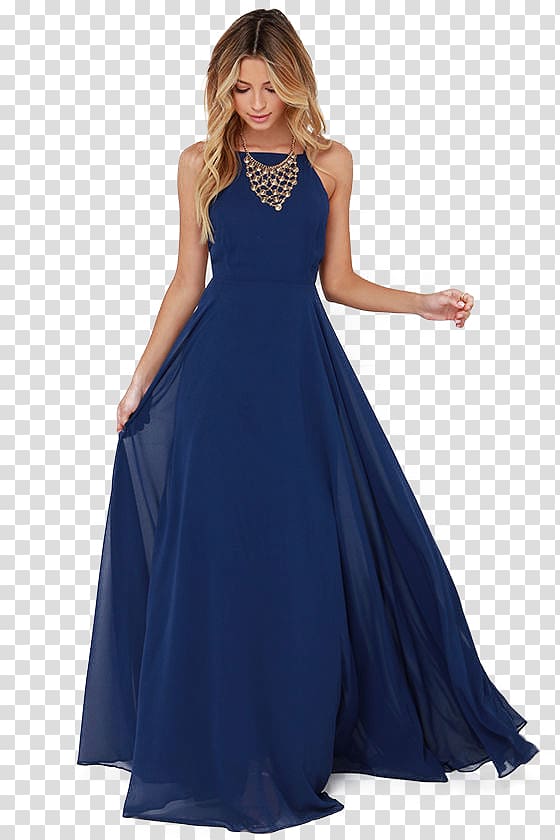 Dress Navy blue Neckline Bodice Evening gown, model transparent background PNG clipart
