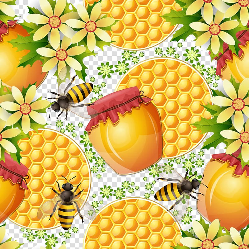 Honey bee Honey bee Honeycomb, Bee and honey background transparent background PNG clipart