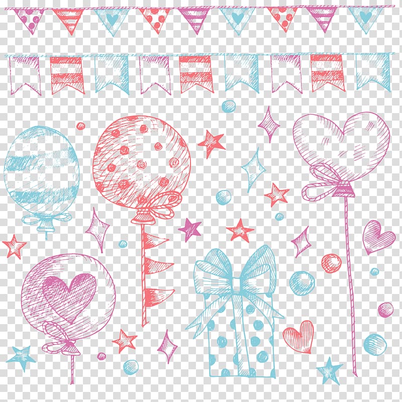 assorted balloons and buntings illustration, Birthday Balloon Gift Party, Birthday Accessories transparent background PNG clipart