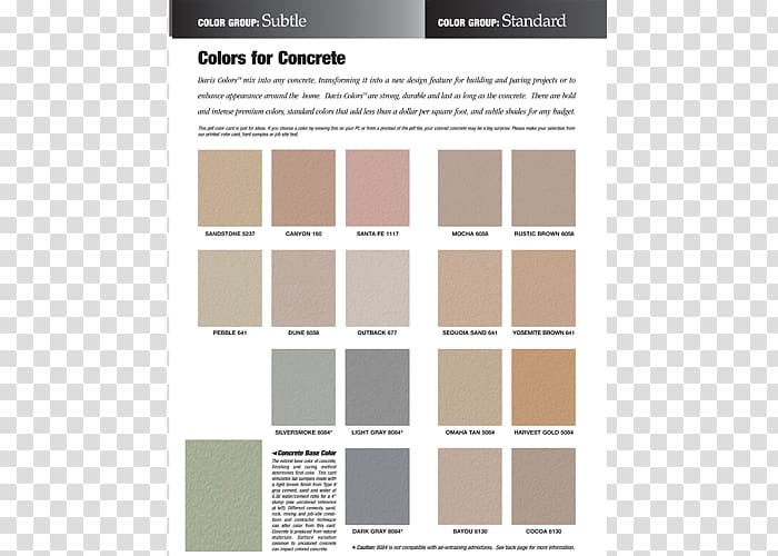 Color chart Precast concrete Building Materials, Decorative Concrete ...