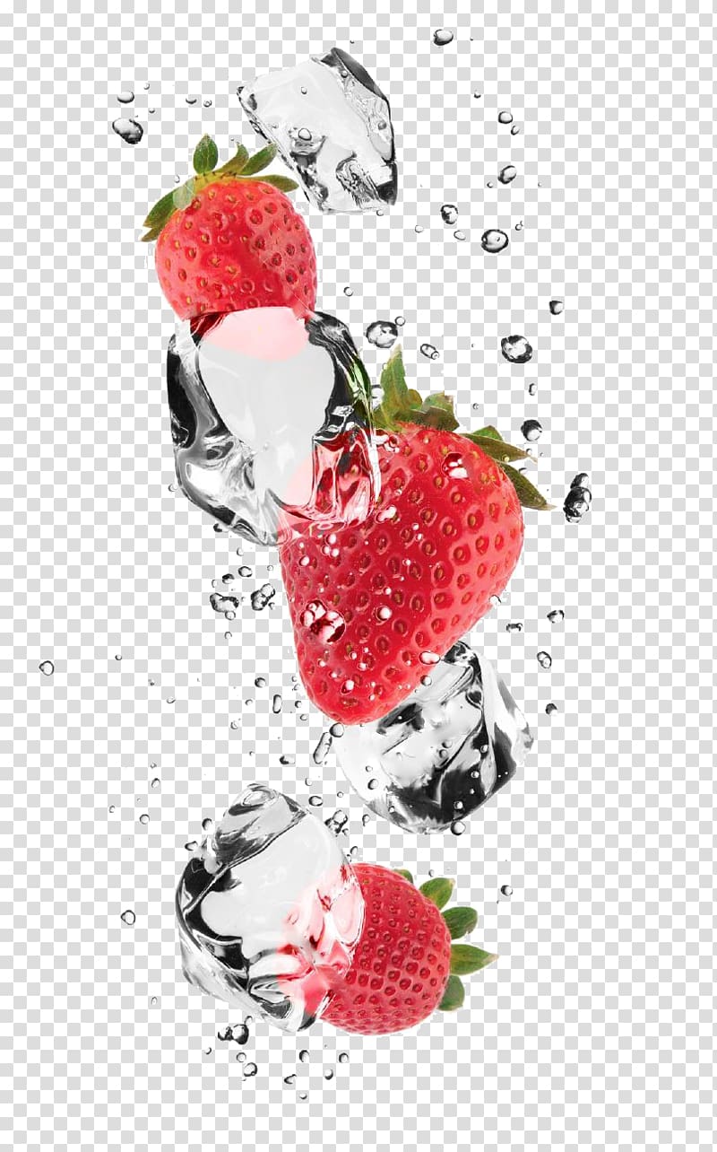 strawberry with water, Ice cube Smoothie Strawberry Daiquiri , oranges and ice cubes transparent background PNG clipart