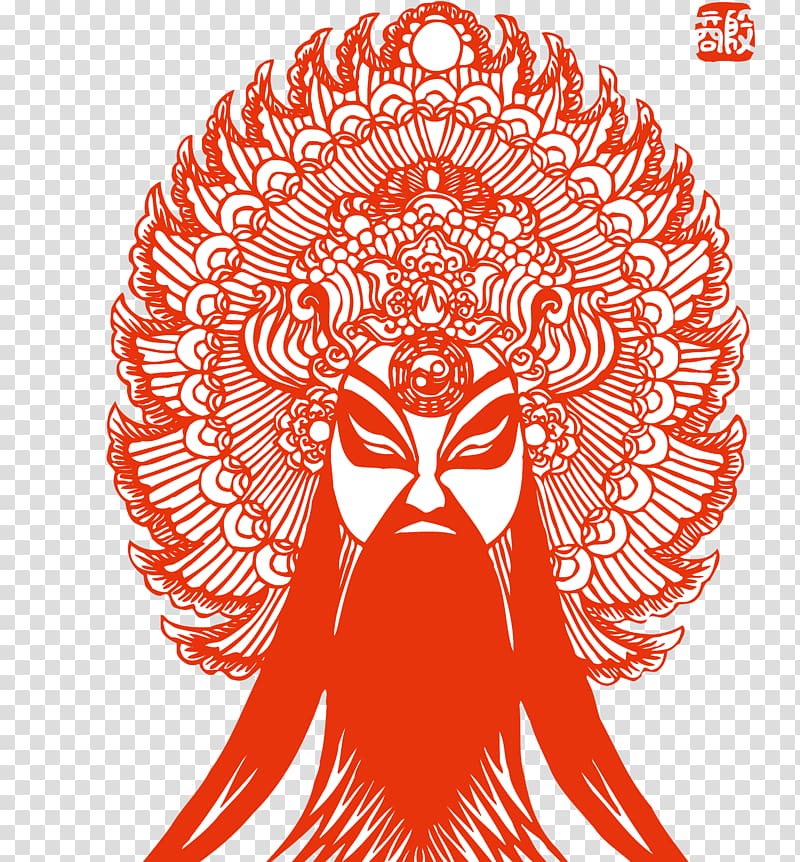 Chinese paper cutting Papercutting Budaya Tionghoa Peking opera, Facebook transparent background PNG clipart