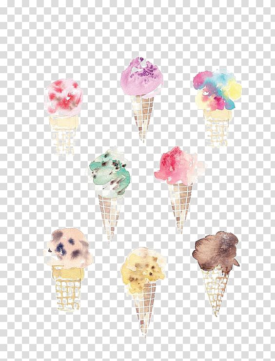 ice cream collage illustration, Ice cream cone Chocolate ice cream Sundae, Cones transparent background PNG clipart