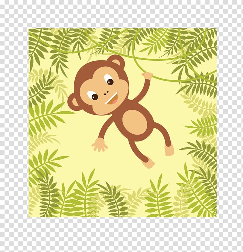 Primate Yellow Monkey Vertebrate, creative monkey transparent background PNG clipart