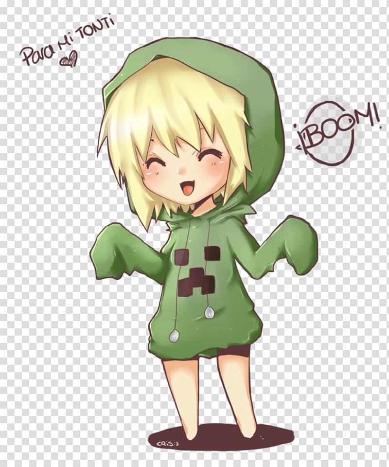 Creeper Minecraft Chibi Anime Harley Quinn, creep transparent background PNG clipart