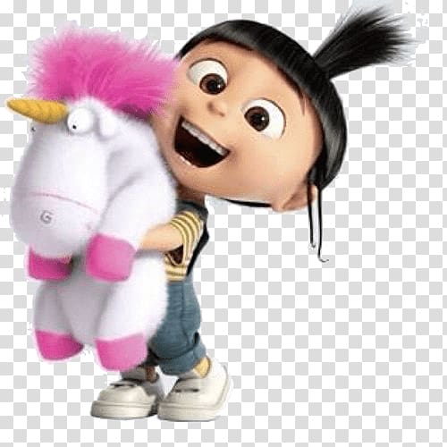 Bo holding plush toy, Agnes and Unicorn Despicable Me transparent background PNG clipart
