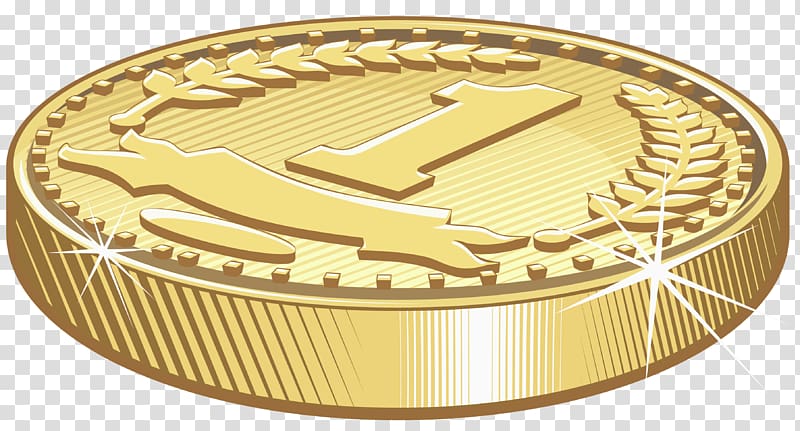 round gold-colored 1 coin , Coin , Coin transparent background PNG clipart
