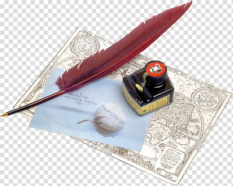 Paper Quill Ink brush Fountain pen u30dau30f3u7fd2u5b57, Paper, ink and pen transparent background PNG clipart