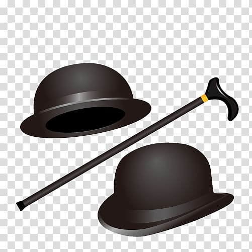 Bowler hat Top hat, Gentleman hat and cane transparent background PNG clipart