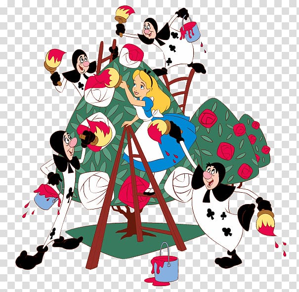 Alice in Wonderland Alice holding paint with cards illustration, Alice\'s Adventures in Wonderland Desktop The Walt Disney Company Alice in Wonderland, wonderland transparent background PNG clipart