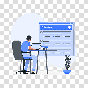 illustration, Online test, education, computer, online, study, test, people, evaluation transparent background PNG clipart thumbnail