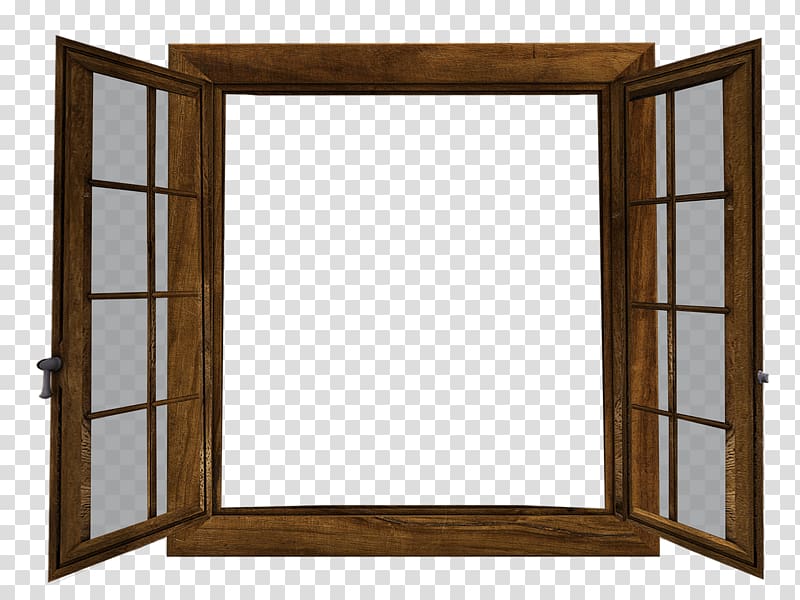 brown wooden French window, Window Twin Double Hung Two Sides Open transparent background PNG clipart