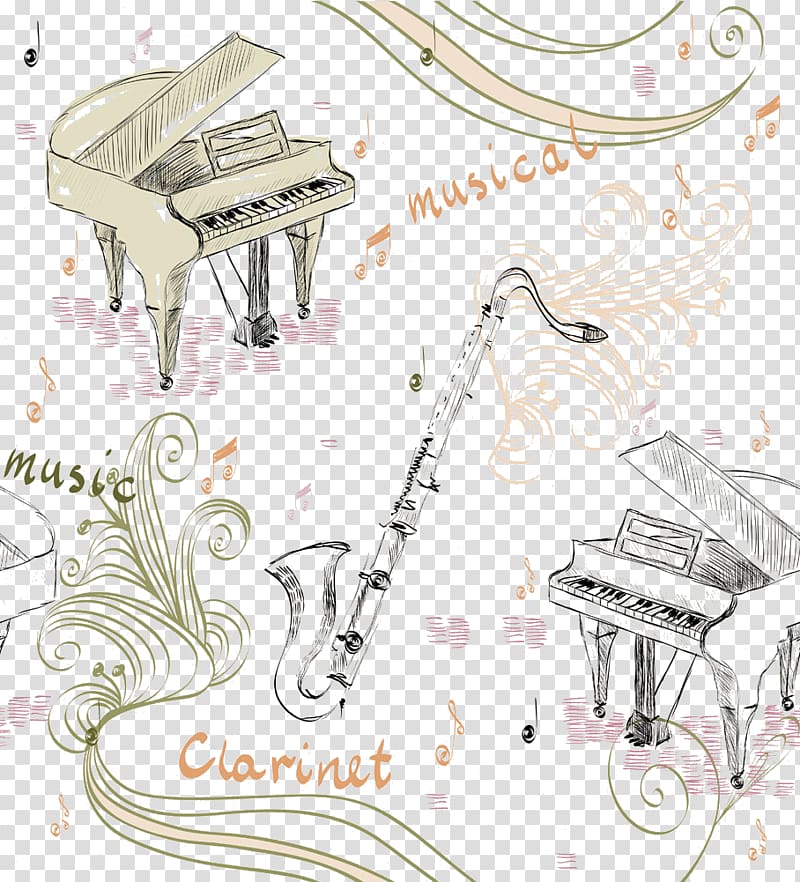 Piano Musical instrument Illustration, Piano and saxophone transparent background PNG clipart