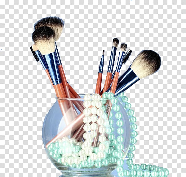 Cosmetics Makeup brush Cosmetology, Glass pearl cosmetics tools transparent background PNG clipart