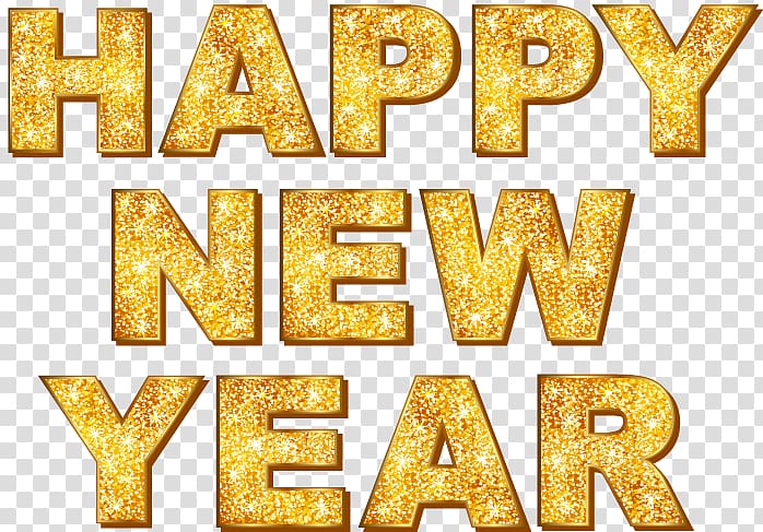 Gold Happy New Year English Wordart Transparent Background Png