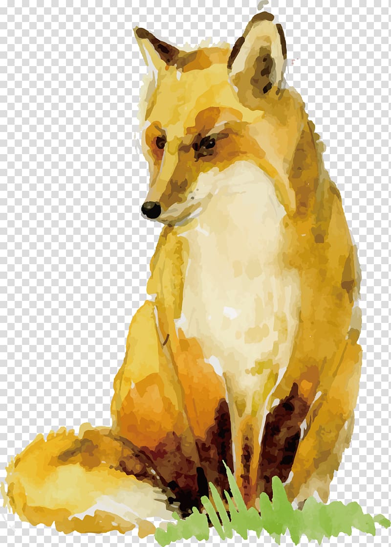 orange fox painting, Watercolor painting Paper Animal Drawing, Watercolor Fox Design transparent background PNG clipart