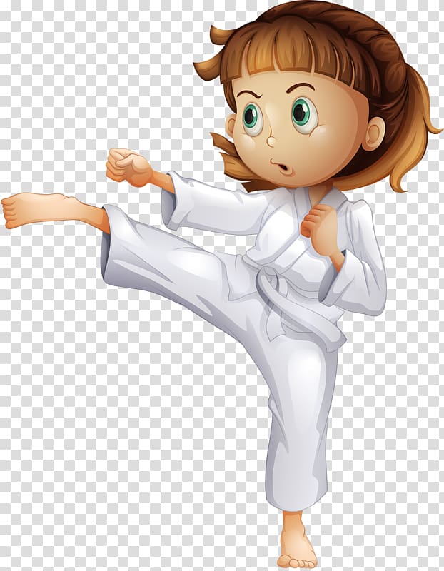 girl wearing white karate gi illustration, Karate , taekwondo anime transparent background PNG clipart