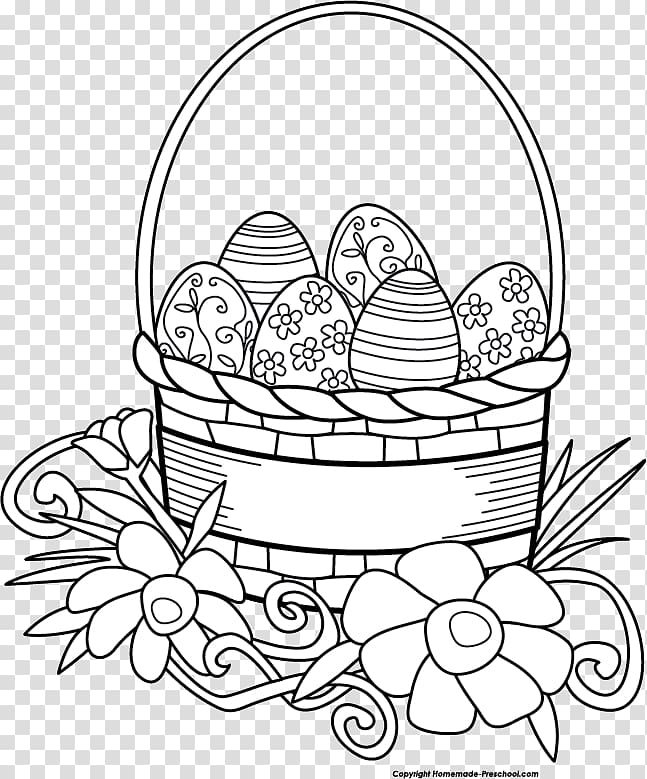 Easter Bunny Easter basket Black and white , Free Easter transparent background PNG clipart