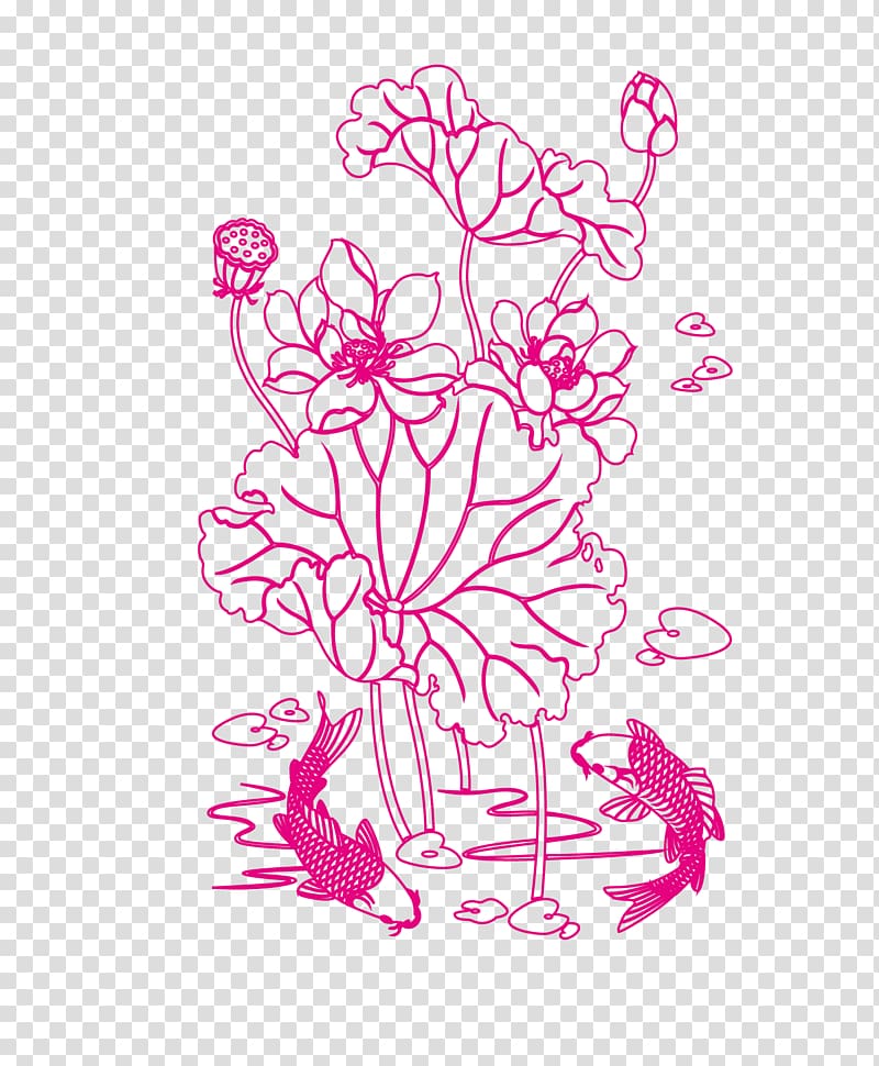 Floral design Drawing Nelumbo nucifera, Lotus line transparent background PNG clipart