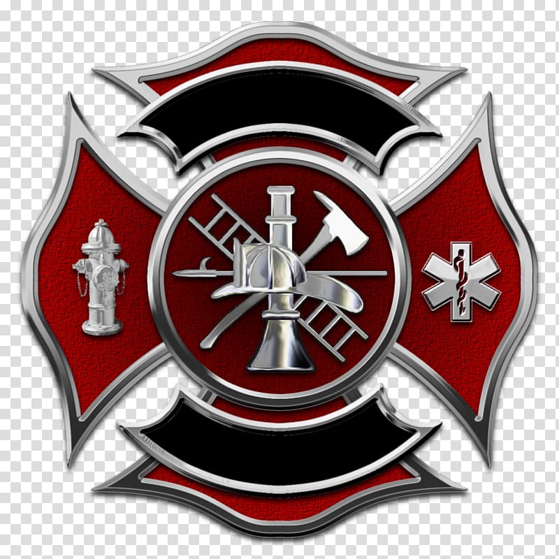 red and gray firemen logo, Maltese dog Puppy Maltese cross Firefighter Desktop , Firefighter transparent background PNG clipart