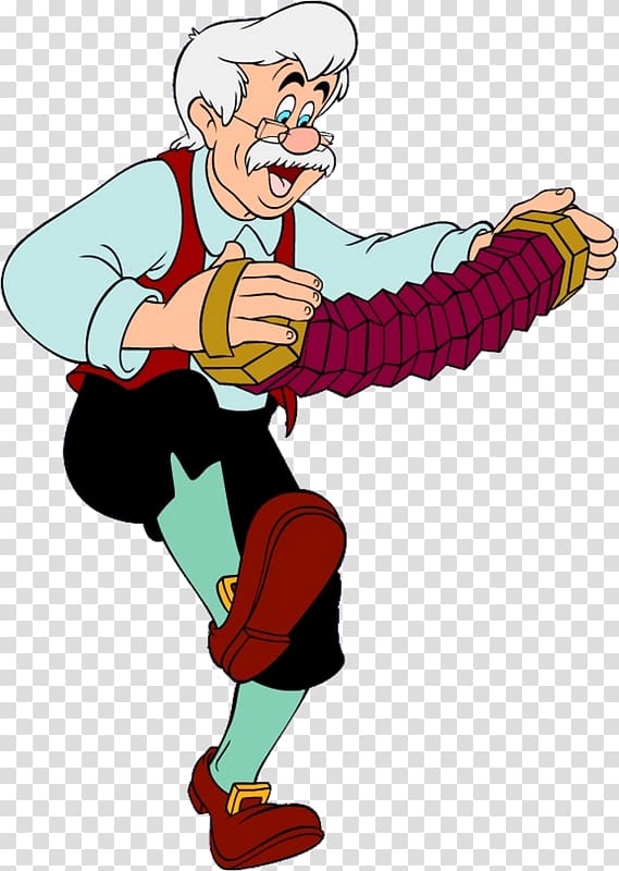 man playing instrument , Geppetto Jiminy Cricket The Adventures of Pinocchio The Fairy with Turquoise Hair, pinocchio transparent background PNG clipart