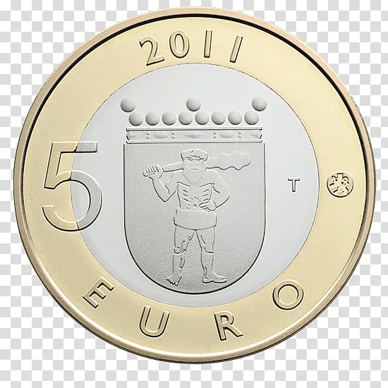 Finland Bi-metallic coin 5 euro note, Coin transparent background PNG clipart