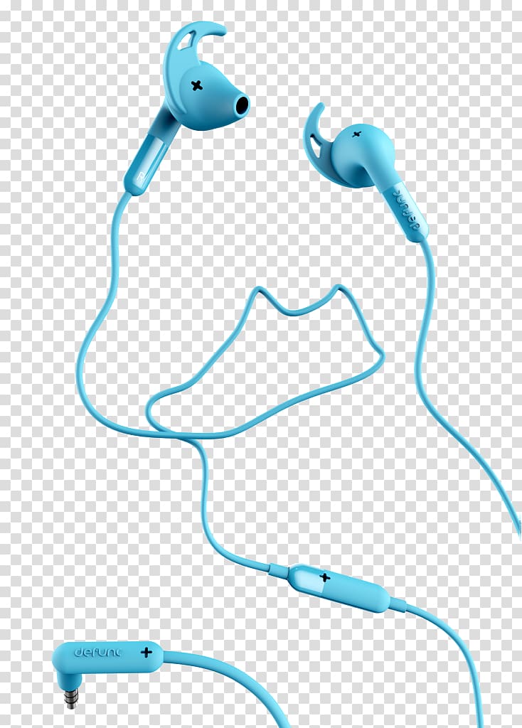 Headphones De Func + Sport Earphones, Blue Вкладиші Microphone, headphones transparent background PNG clipart