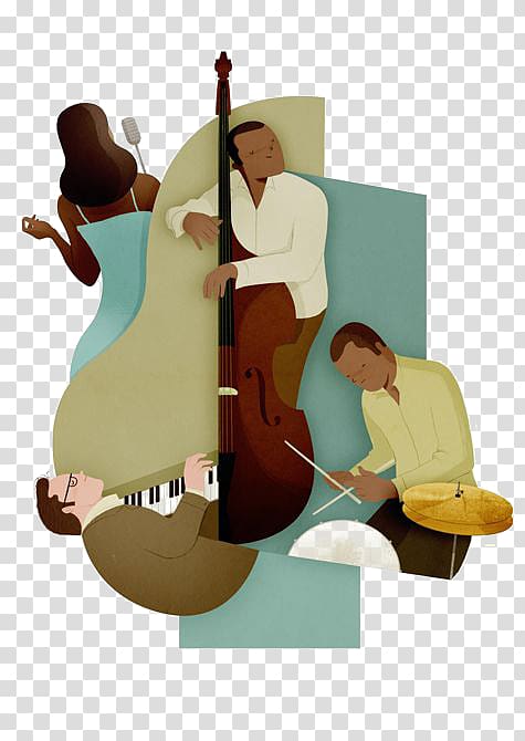 man playing violin illustration, Cello Double bass Modern Jazz Quartet Musician, band transparent background PNG clipart