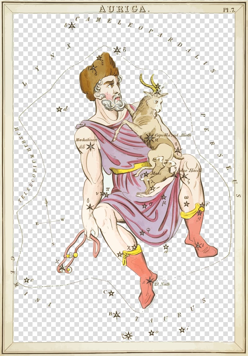 Auriga Constellation Perseus Uranias Mirror Capella, man holding a lamb transparent background PNG clipart