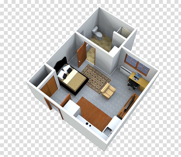 3D floor plan Studio apartment House, 3d home transparent background PNG clipart