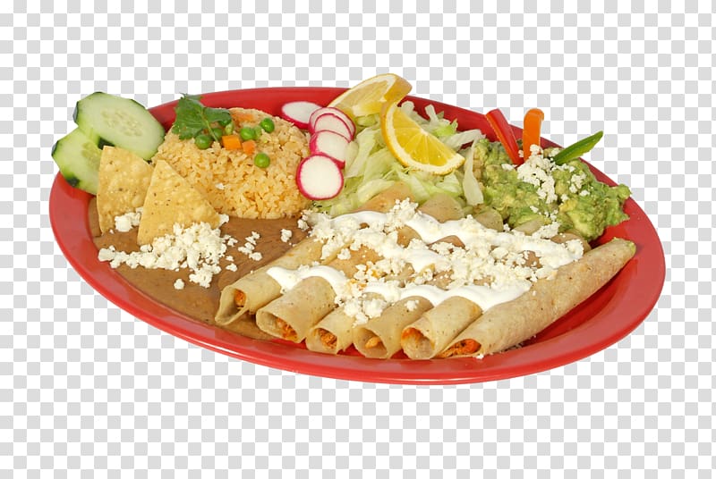 Mexican cuisine Taquito Taco Frijoles charros Totopo, desserts transparent background PNG clipart