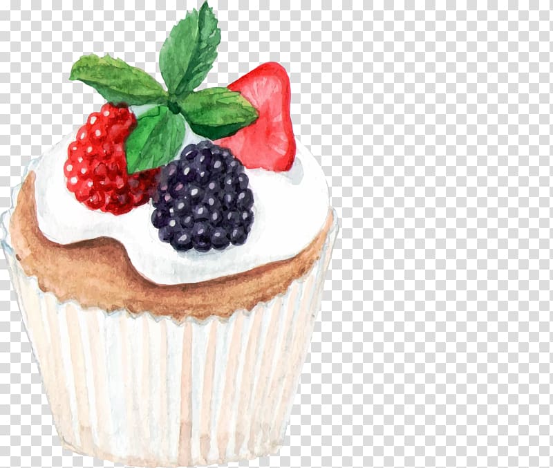 Cupcake Bakery Painting, Hand drawn cake transparent background PNG clipart
