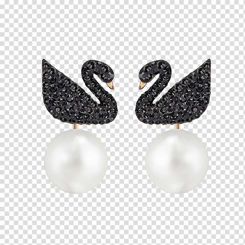 Earring Cygnini Swarovski AG Jewellery, Black Swan Earrings transparent background PNG clipart