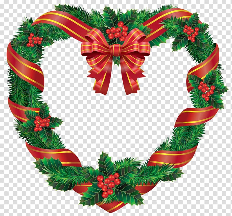 Christmas wreath , Christmas Wreath , Christmas Heart Wreath transparent background PNG clipart
