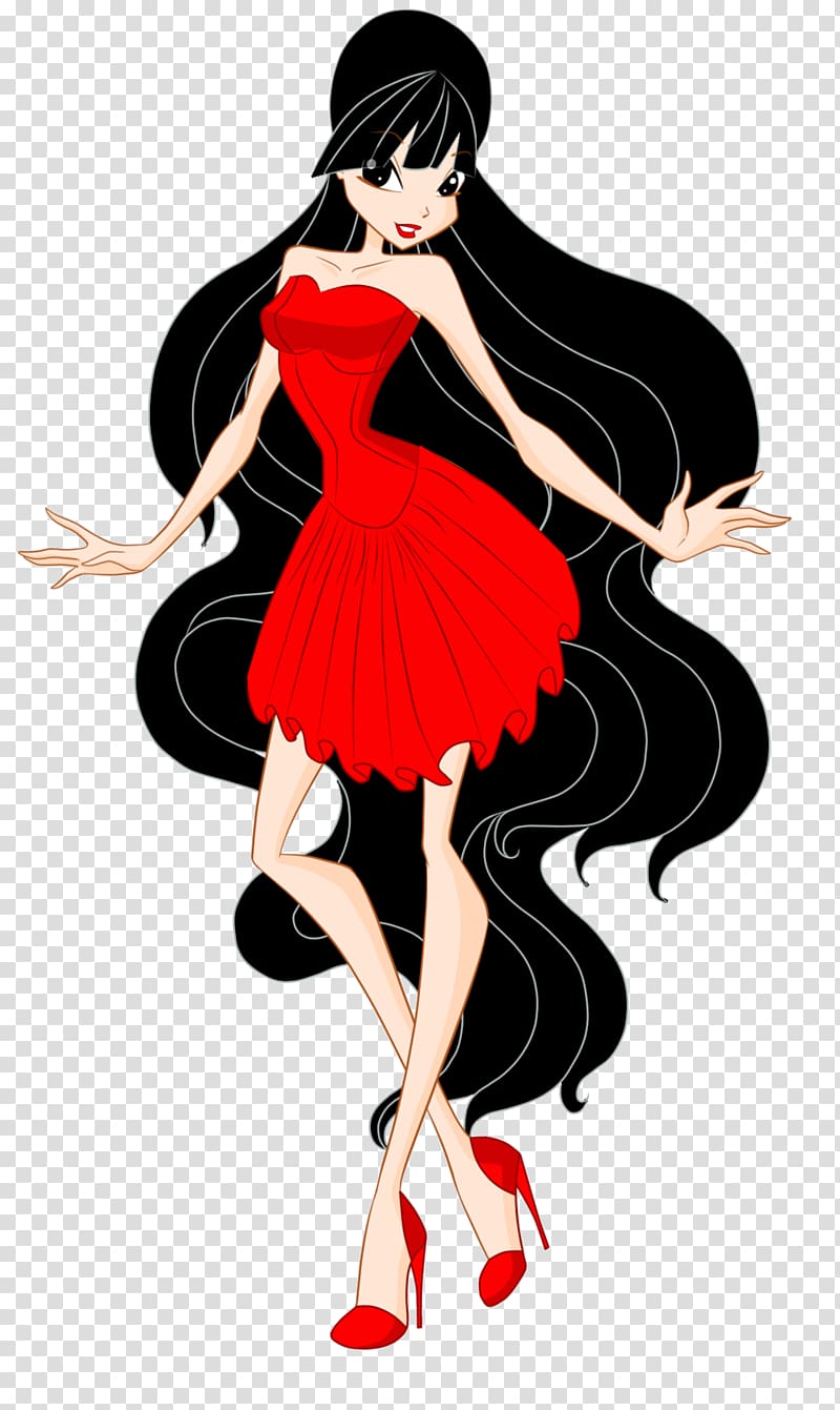 Black hair Pin-up girl Dress Brown hair, dress transparent background PNG clipart