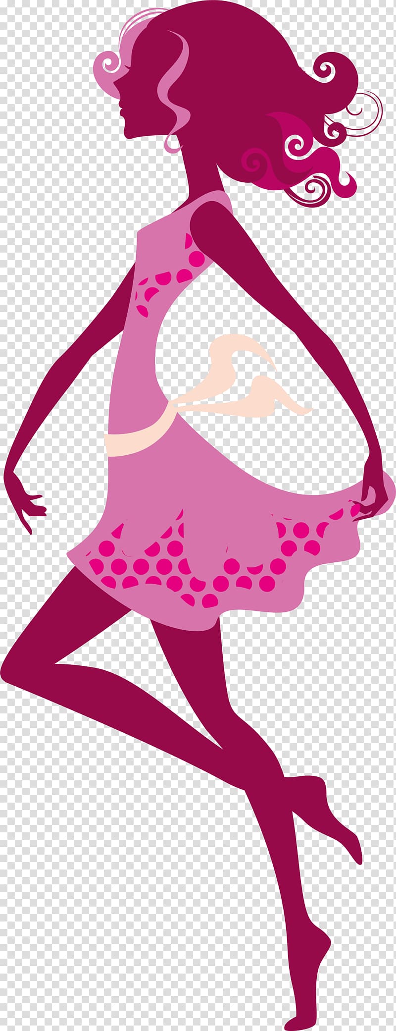 Dance Woman Silhouette Girl, Pink girl transparent background PNG clipart