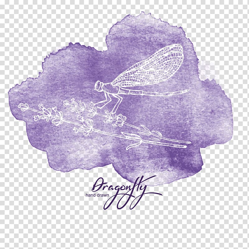 Creative Watercolor Watercolor painting, Purple watercolor dragonfly transparent background PNG clipart